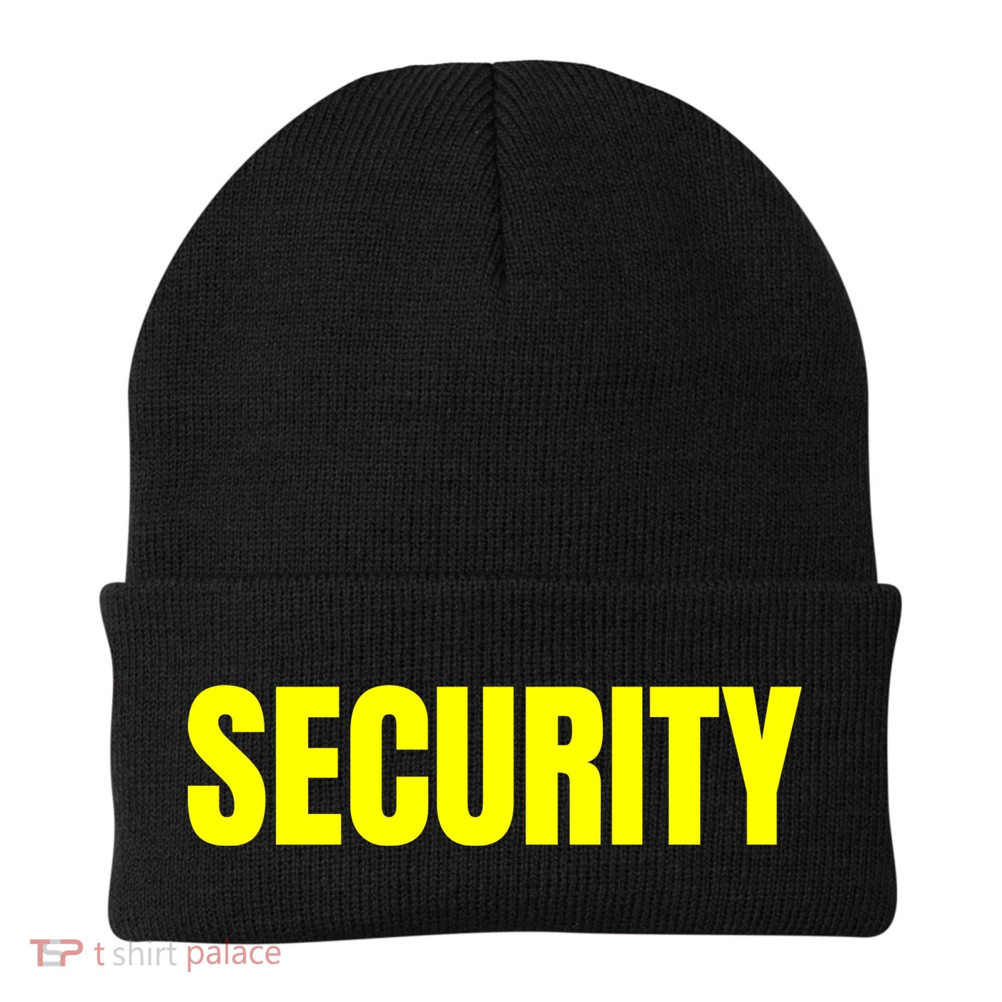 Security Front And Back Print Staff Event Uniform Bouncer Beanie