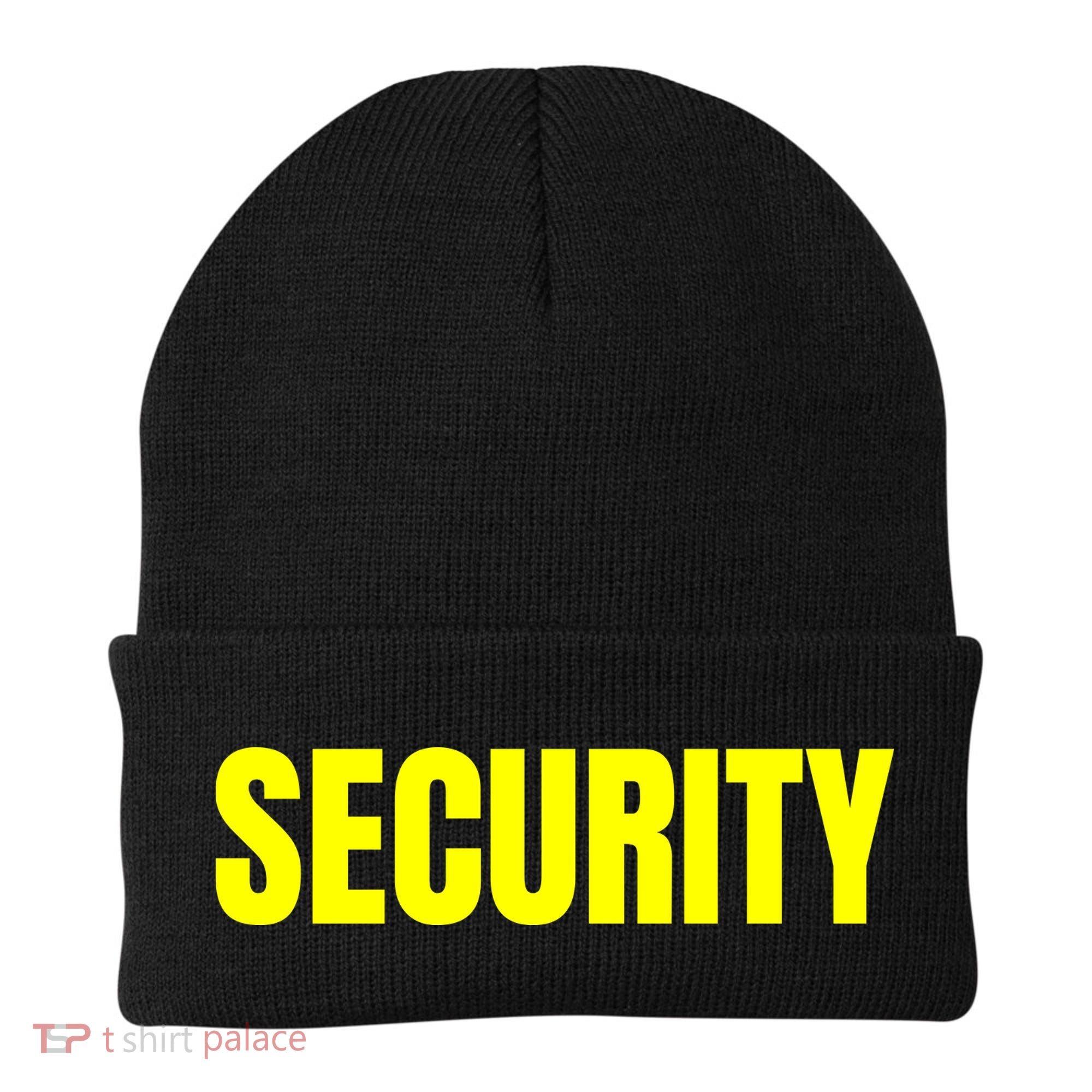 Security Front And Back Print Staff Event Uniform Bouncer Beanie