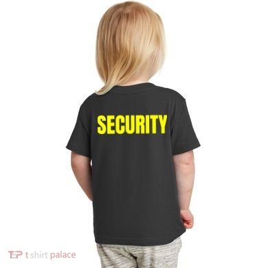Security Front And Back Print Staff Event Uniform Bouncer Toddler T-Shirt back