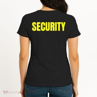 Security Front And Back Print Staff Event Uniform Bouncer Women's T-Shirt back