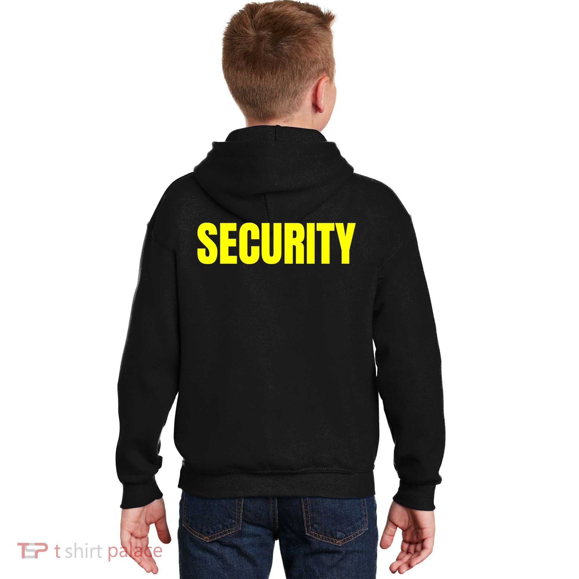 Security Front And Back Print Staff Event Uniform Bouncer Kids Hoodie