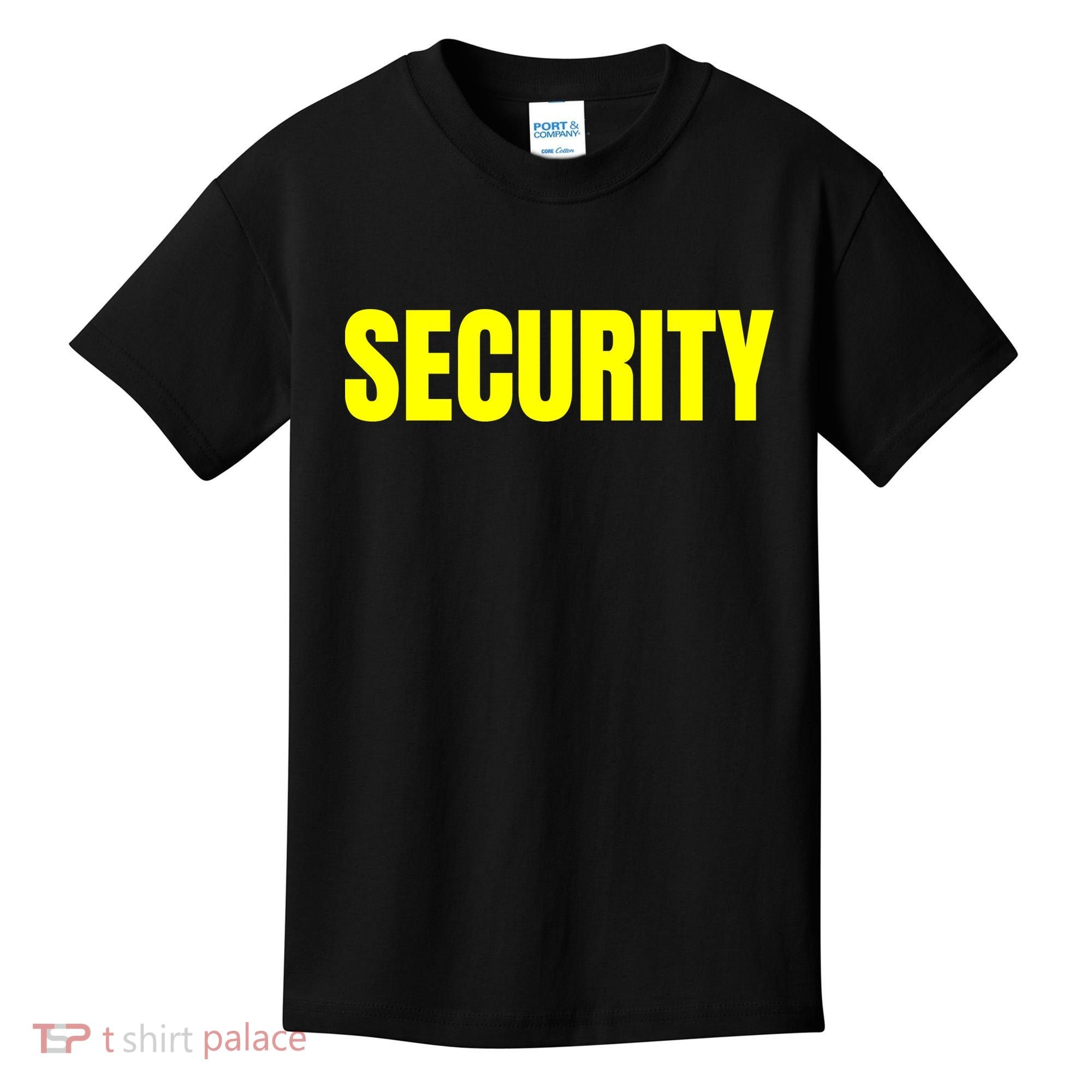 Security Front And Back Print Staff Event Uniform Bouncer Kids T-Shirt