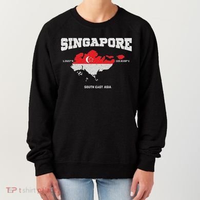 Singapore Flag And Map, Singapore Coordinates Women's Sweatshirt