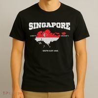 Singapore Flag And Map, Singapore Coordinates T-Shirt thumb 3