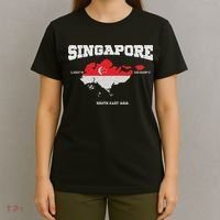 Singapore Flag And Map, Singapore Coordinates T-Shirt thumb 4