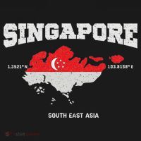 Singapore Flag And Map, Singapore Coordinates T-Shirt thumb 7