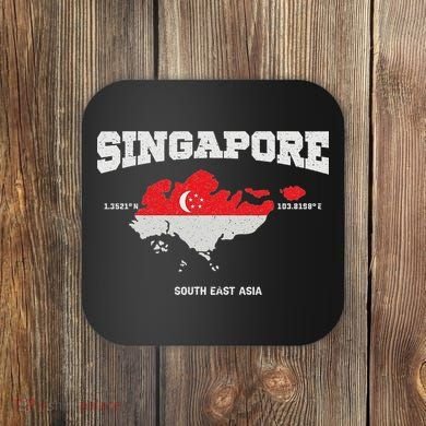 Singapore Flag And Map, Singapore Coordinates Coaster