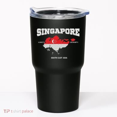 Singapore Flag And Map, Singapore Coordinates Tumbler