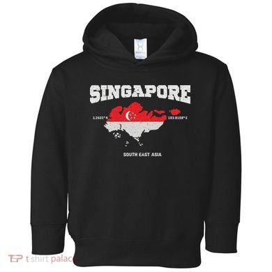 Singapore Flag And Map, Singapore Coordinates Toddler Hoodie
