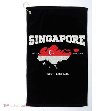 Singapore Flag And Map, Singapore Coordinates Golf Towel