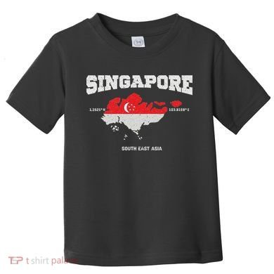 Singapore Flag And Map, Singapore Coordinates Toddler T-Shirt