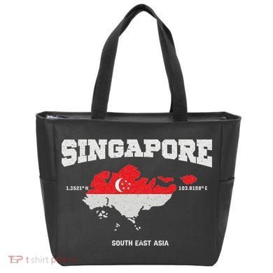 Singapore Flag And Map, Singapore Coordinates Tote Bag