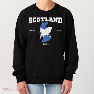 Scottish Flag And Map Scotland Coordinates Women's Sweatshirt