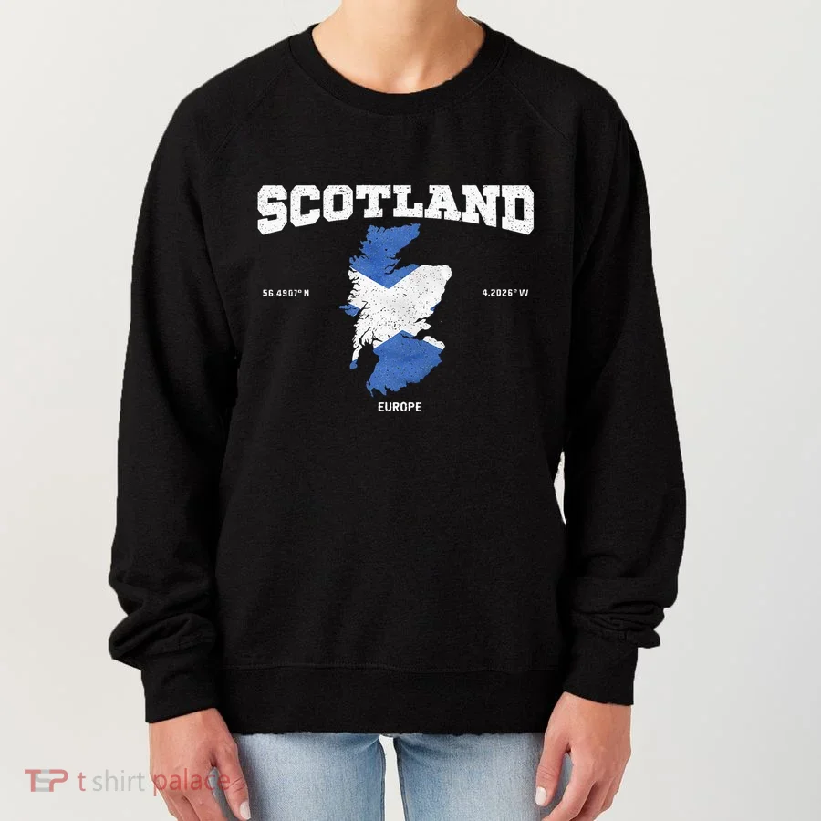 Scottish Flag And Map Scotland Coordinates Women's Sweatshirt