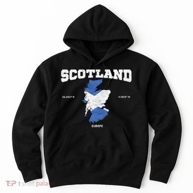 Scottish Flag And Map Scotland Coordinates Hoodie