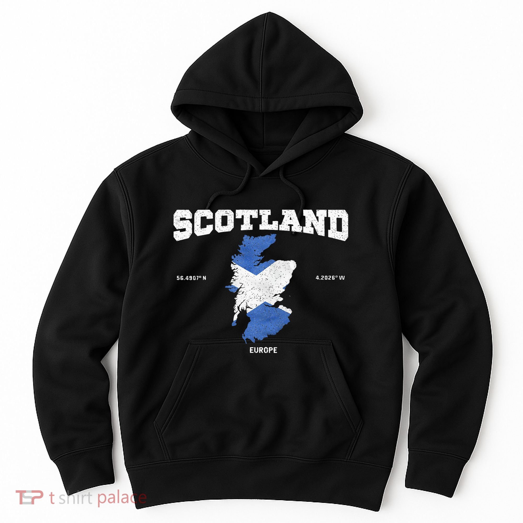 Scottish Flag And Map Scotland Coordinates Hoodie