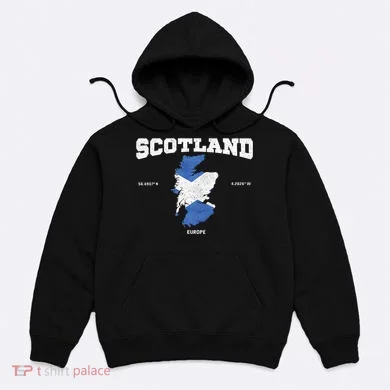 Scottish Flag And Map Scotland Coordinates Hoodie