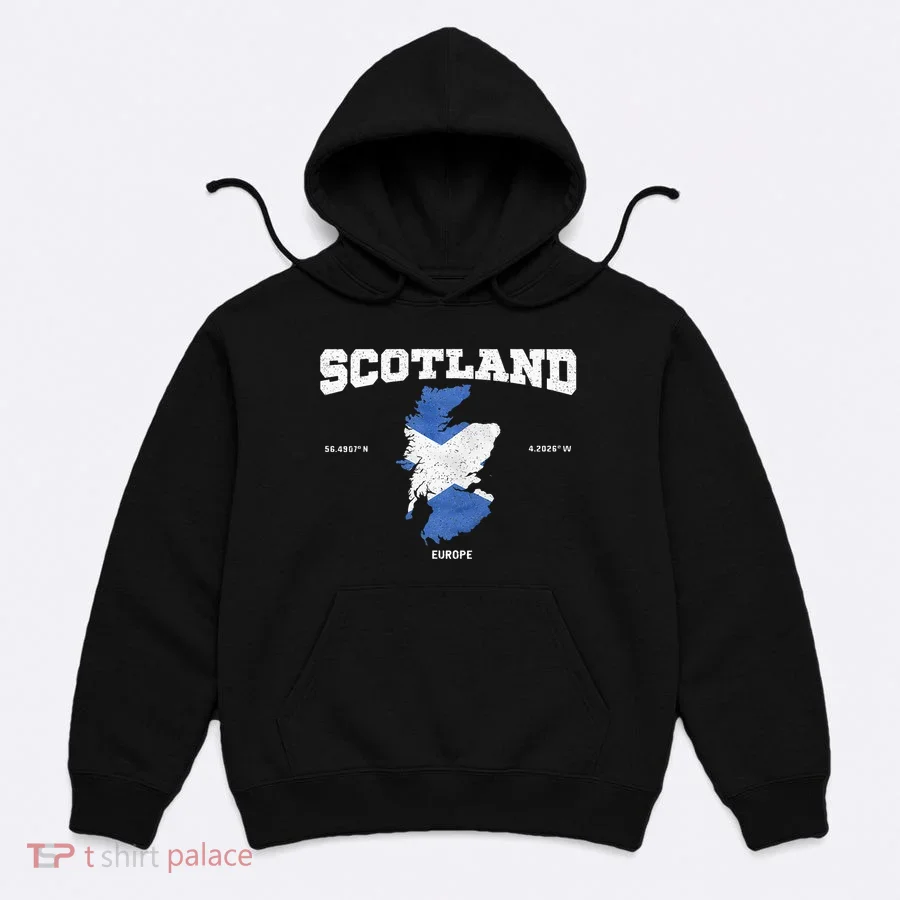 Scottish Flag And Map Scotland Coordinates Hoodie