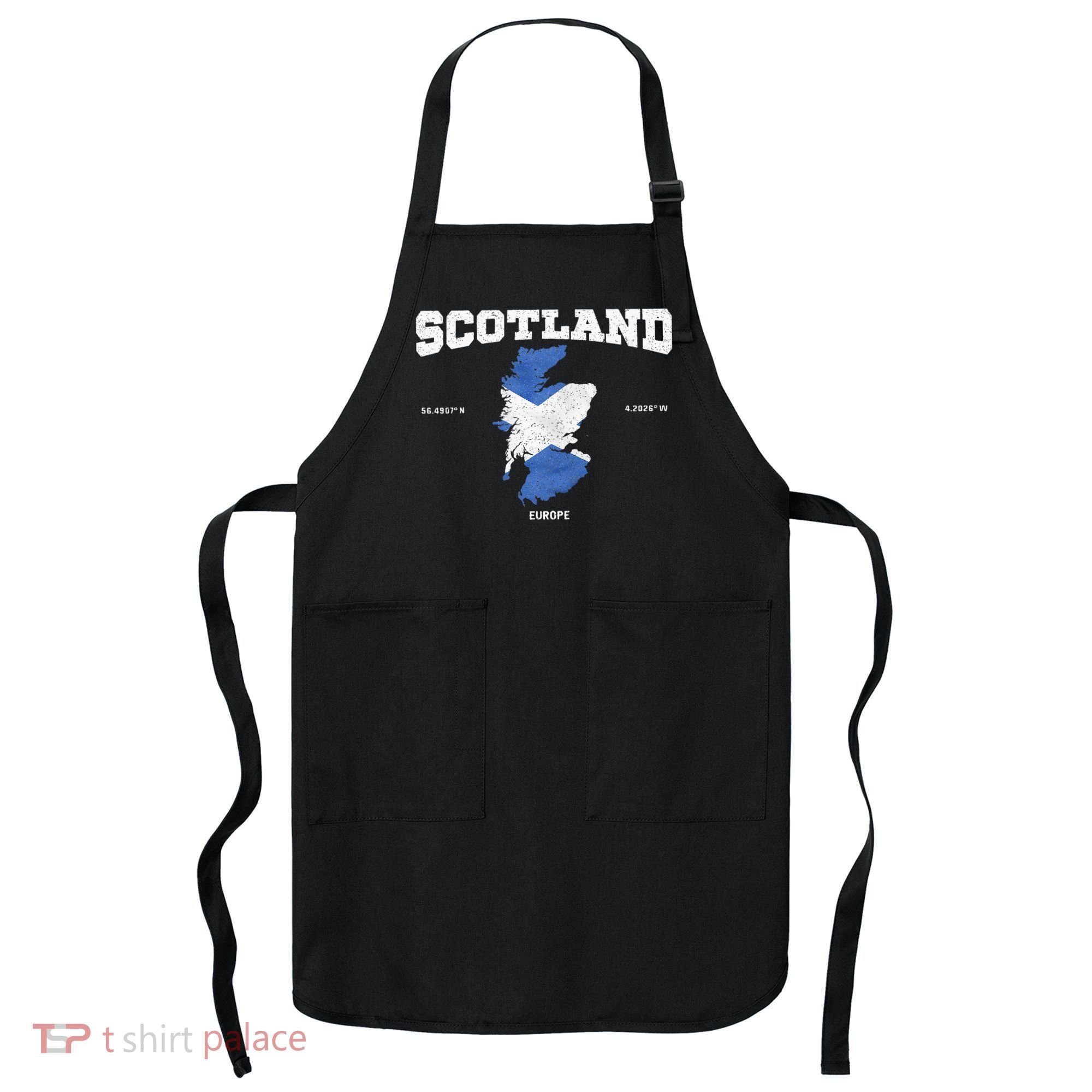 Scottish Flag And Map Scotland Coordinates Apron