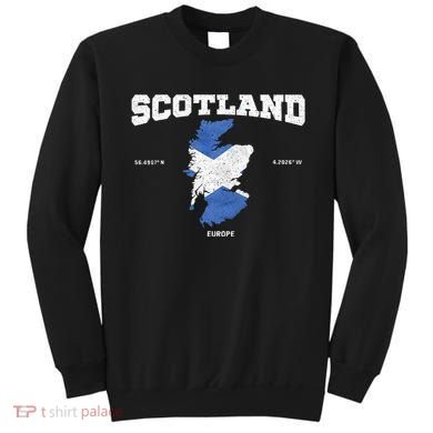 Scottish Flag And Map Scotland Coordinates Sweatshirt