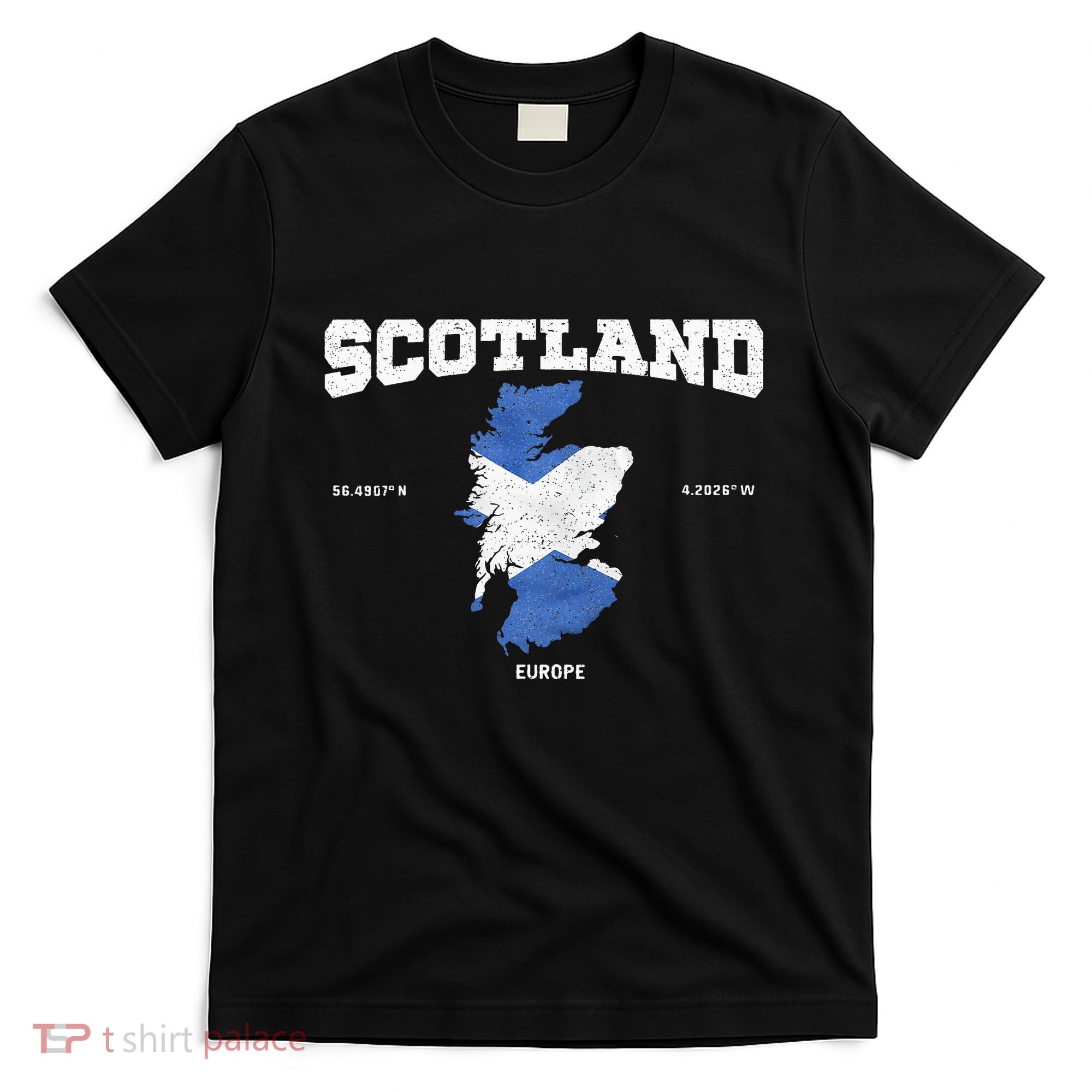 Scottish Flag And Map Scotland Coordinates T-Shirt
