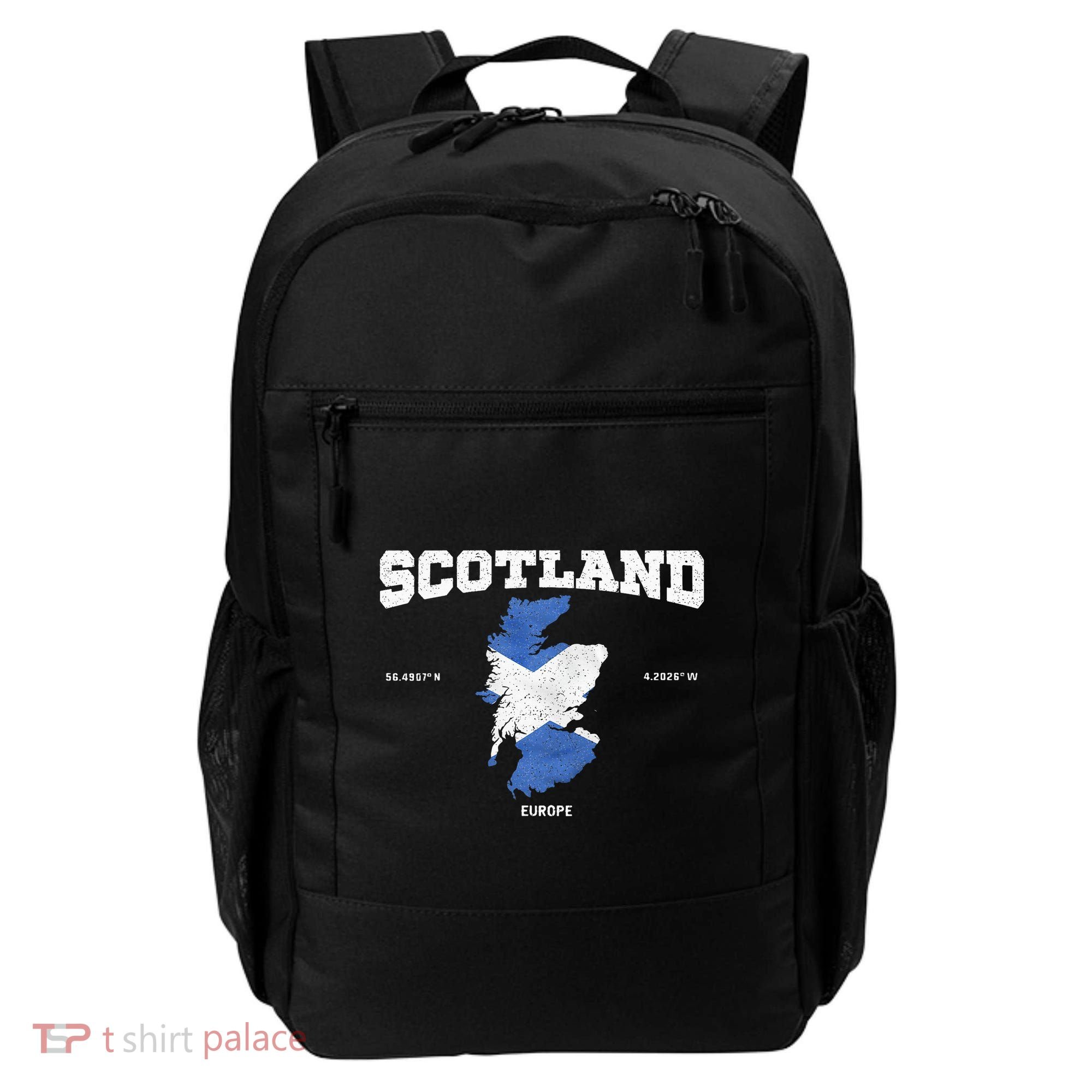 Scottish Flag And Map Scotland Coordinates Backpack