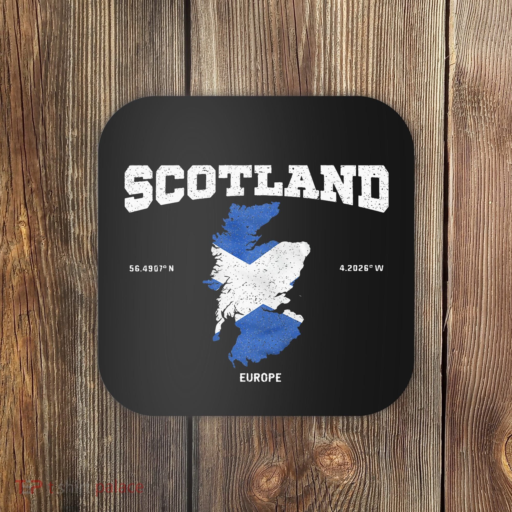 Scottish Flag And Map Scotland Coordinates Coaster