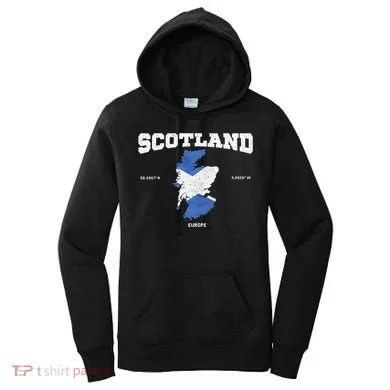 Scottish Flag And Map Scotland Coordinates Women's Hoodie