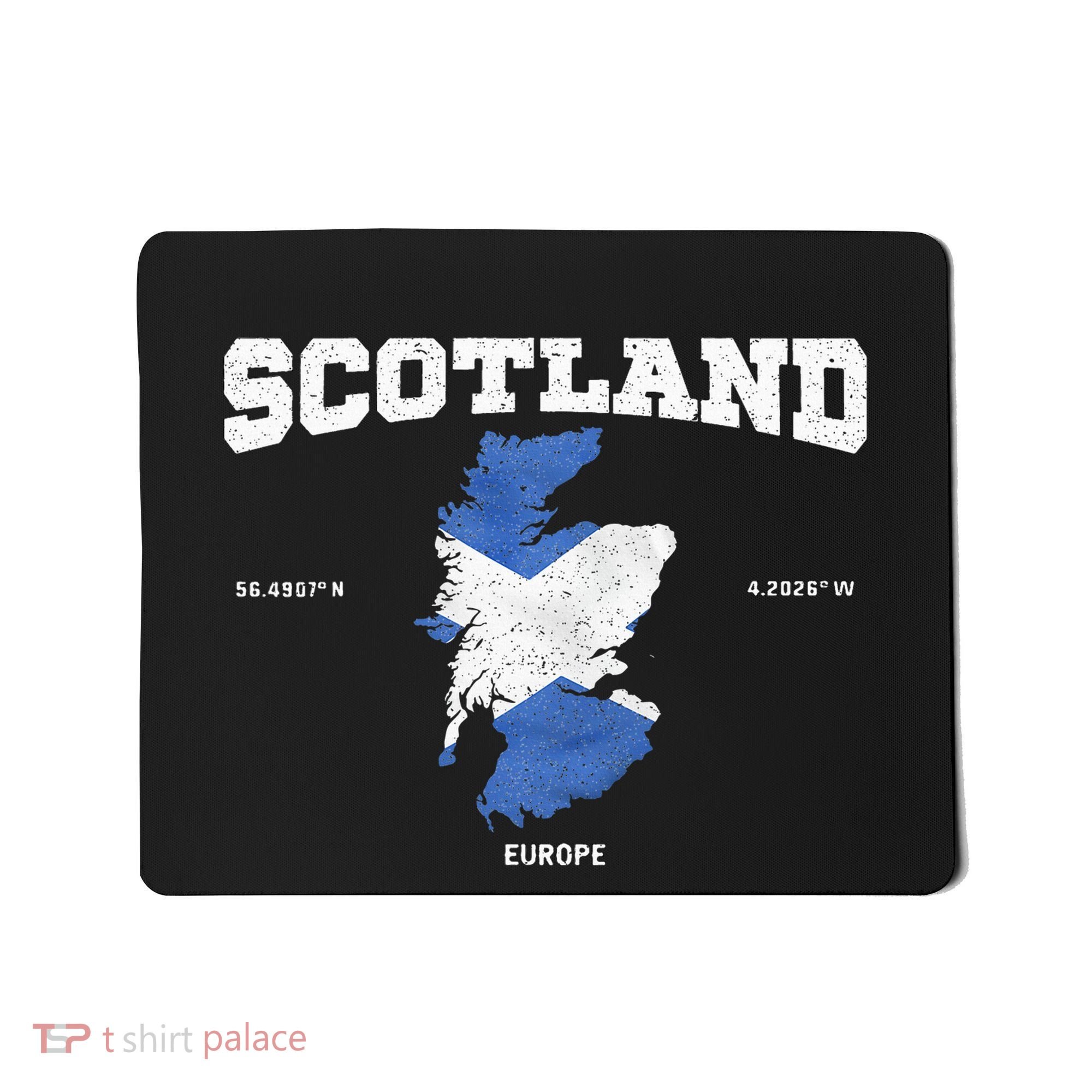 Scottish Flag And Map Scotland Coordinates Mousepad