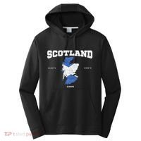 Scottish Flag And Map Scotland Coordinates Performance Fleece Hoodie thumb 0