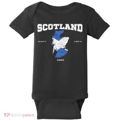 Scottish Flag And Map Scotland Coordinates Baby Bodysuit