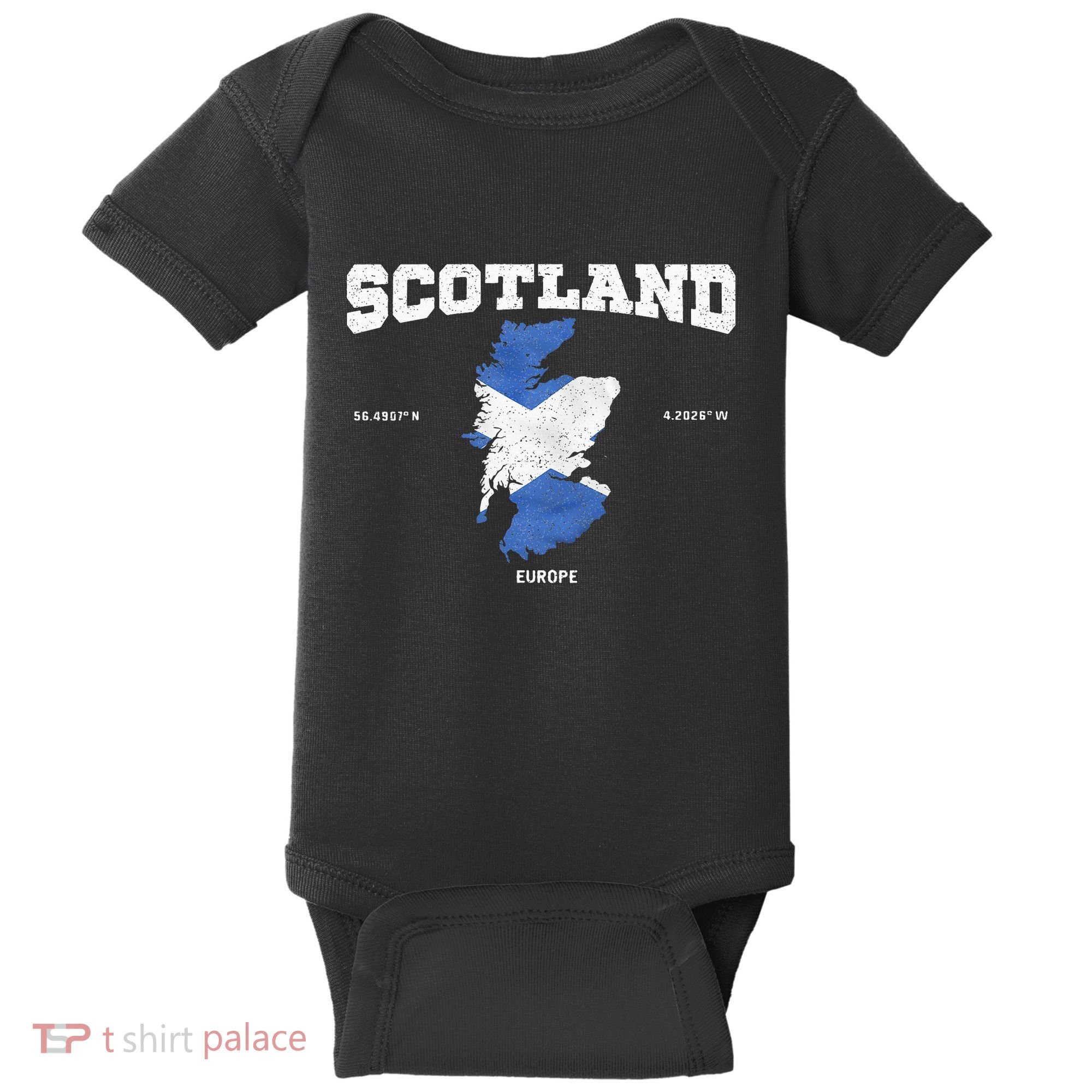 Scottish Flag And Map Scotland Coordinates Baby Bodysuit