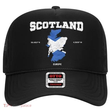 Scottish Flag And Map Scotland Coordinates Hat