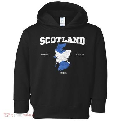 Scottish Flag And Map Scotland Coordinates Toddler Hoodie