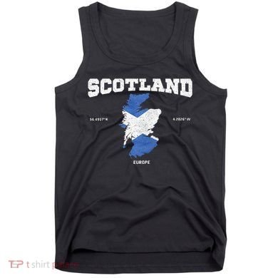 Scottish Flag And Map Scotland Coordinates Tank Top