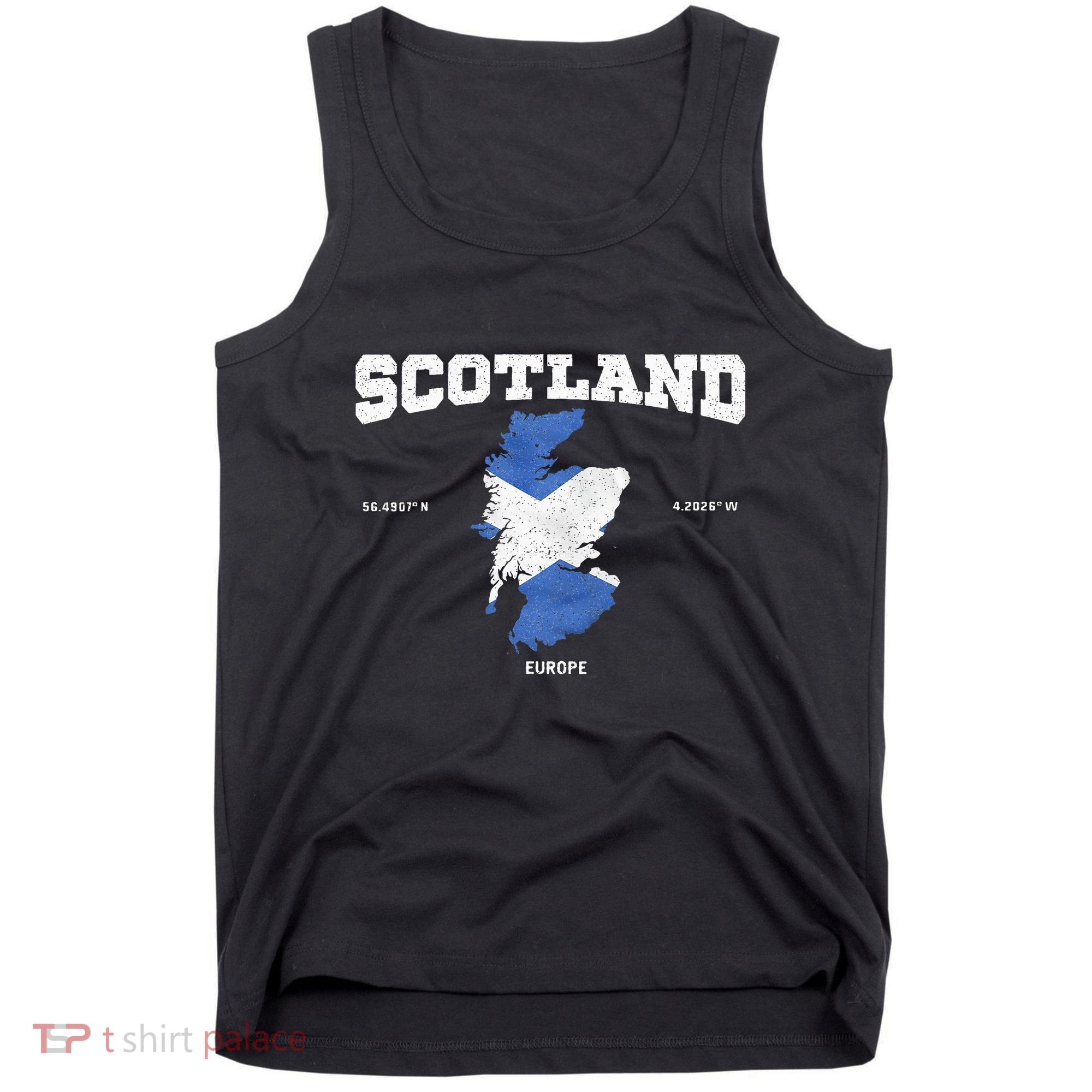Scottish Flag And Map Scotland Coordinates Tank Top