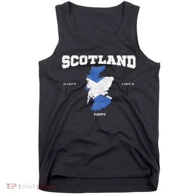 Scottish Flag And Map Scotland Coordinates Tank Top