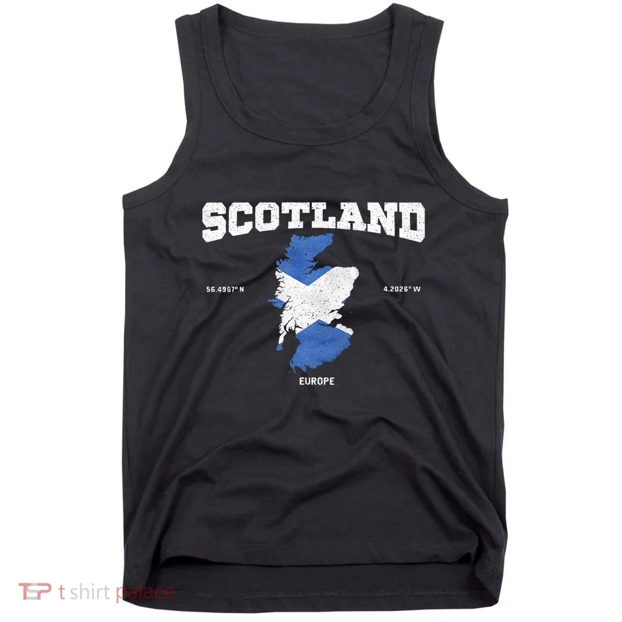 Scottish Flag And Map Scotland Coordinates Tank Top