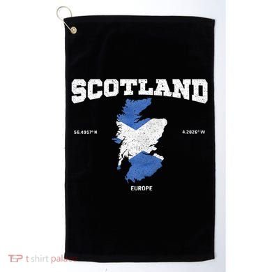 Scottish Flag And Map Scotland Coordinates Golf Towel