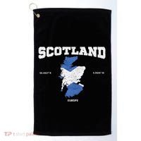Scottish Flag And Map Scotland Coordinates Golf Towel thumb 0