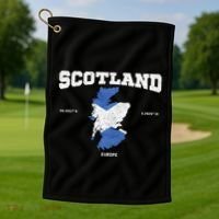Scottish Flag And Map Scotland Coordinates Golf Towel thumb 1