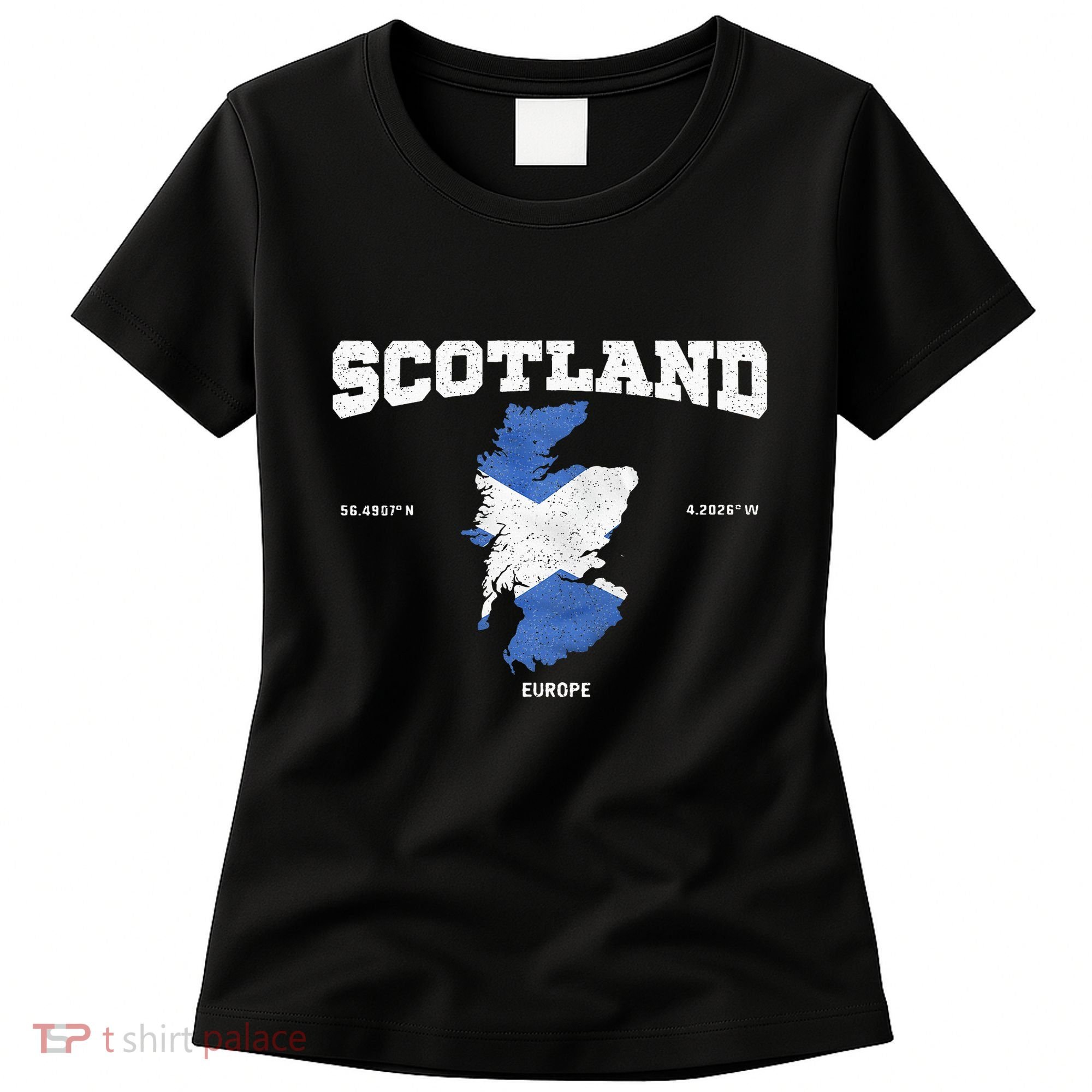 Scottish Flag And Map Scotland Coordinates Women's T-Shirt