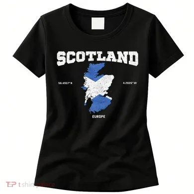 Scottish Flag And Map Scotland Coordinates Women's T-Shirt