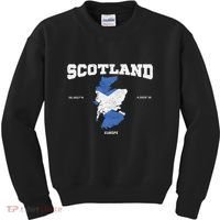 Scottish Flag And Map Scotland Coordinates Kids Sweatshirt thumb 0
