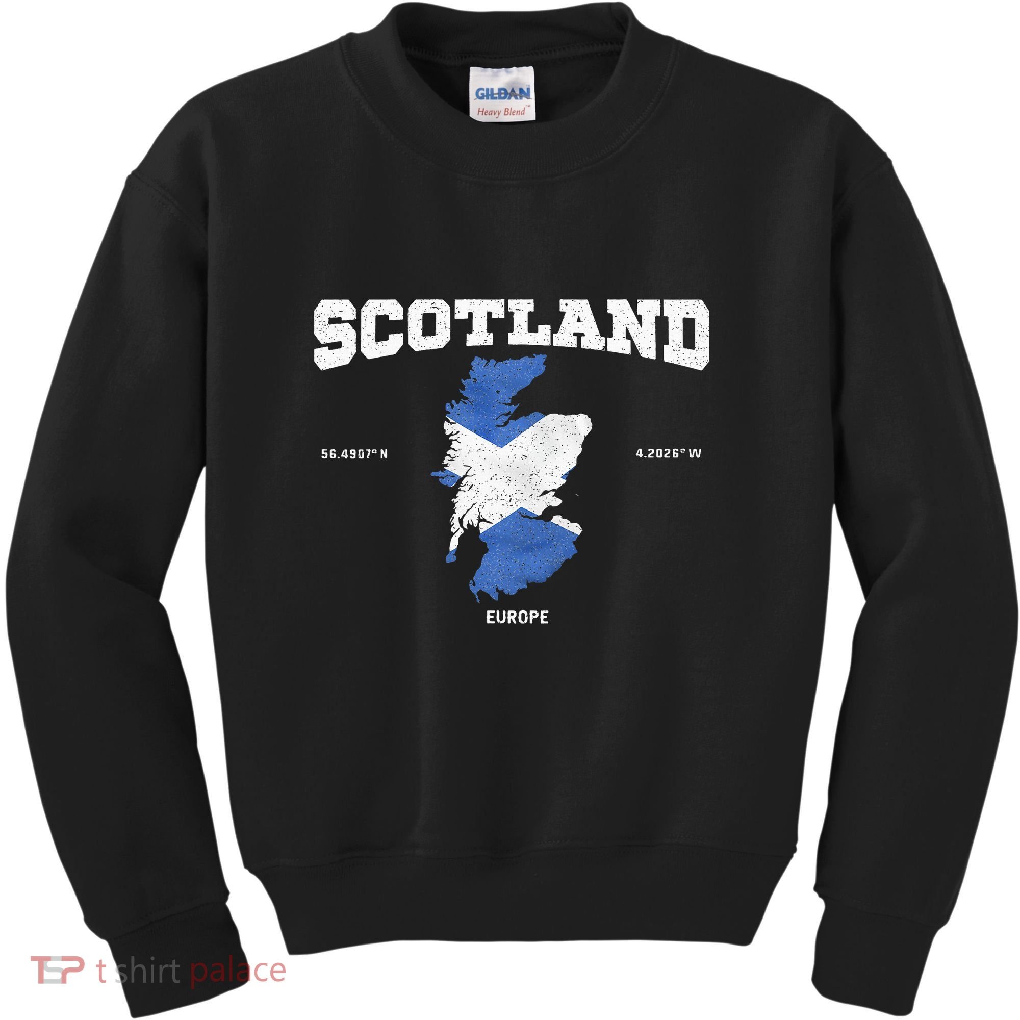 Scottish Flag And Map Scotland Coordinates Kids Sweatshirt