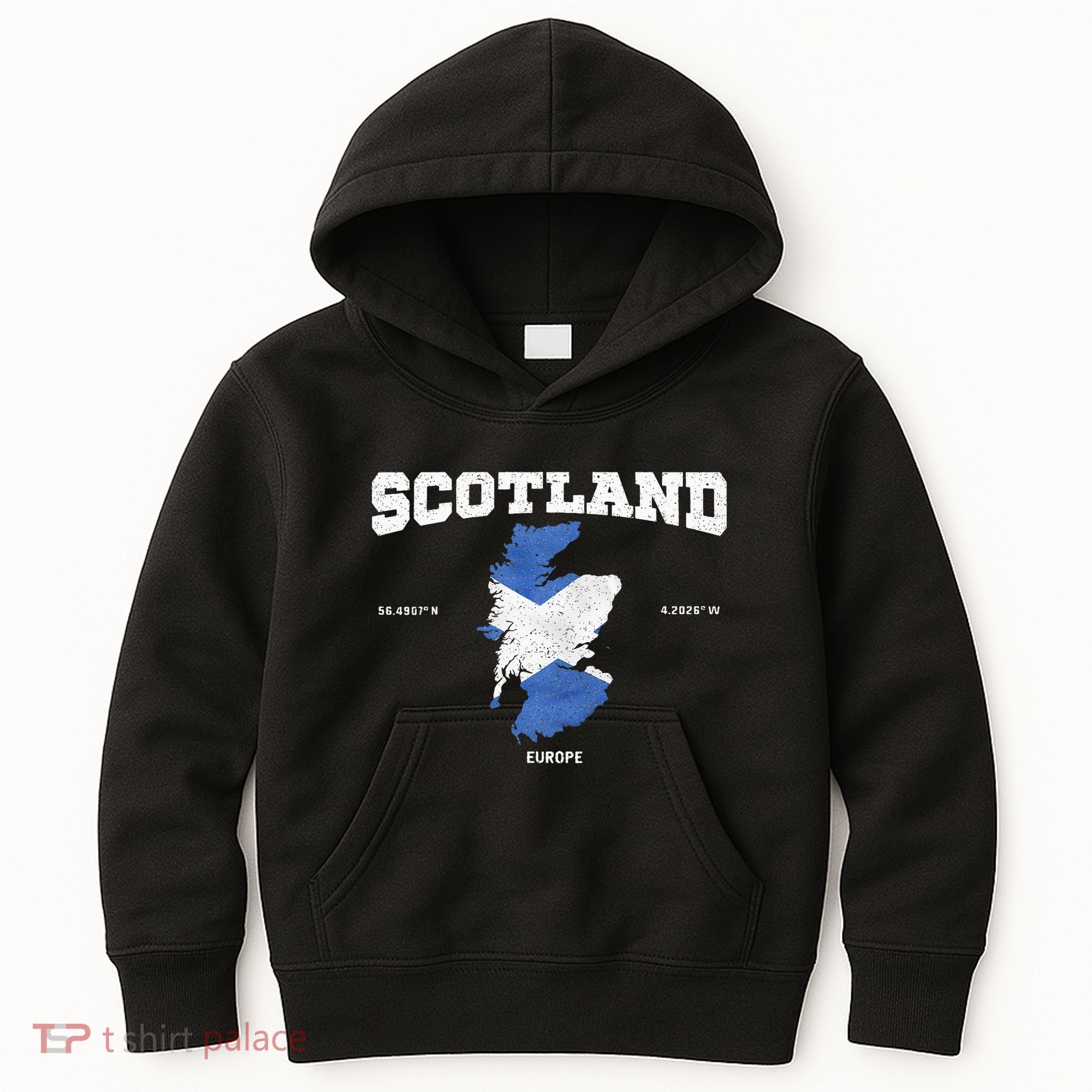 Scottish Flag And Map Scotland Coordinates Kids Hoodie