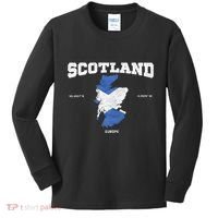 Scottish Flag And Map Scotland Coordinates Kids Long Sleeve Shirt thumb 0