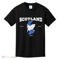 Scottish Flag And Map Scotland Coordinates Kids T-Shirt thumb 0