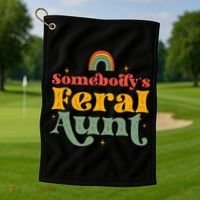 Somebody's Feral Aunt   Golf Towel thumb 1