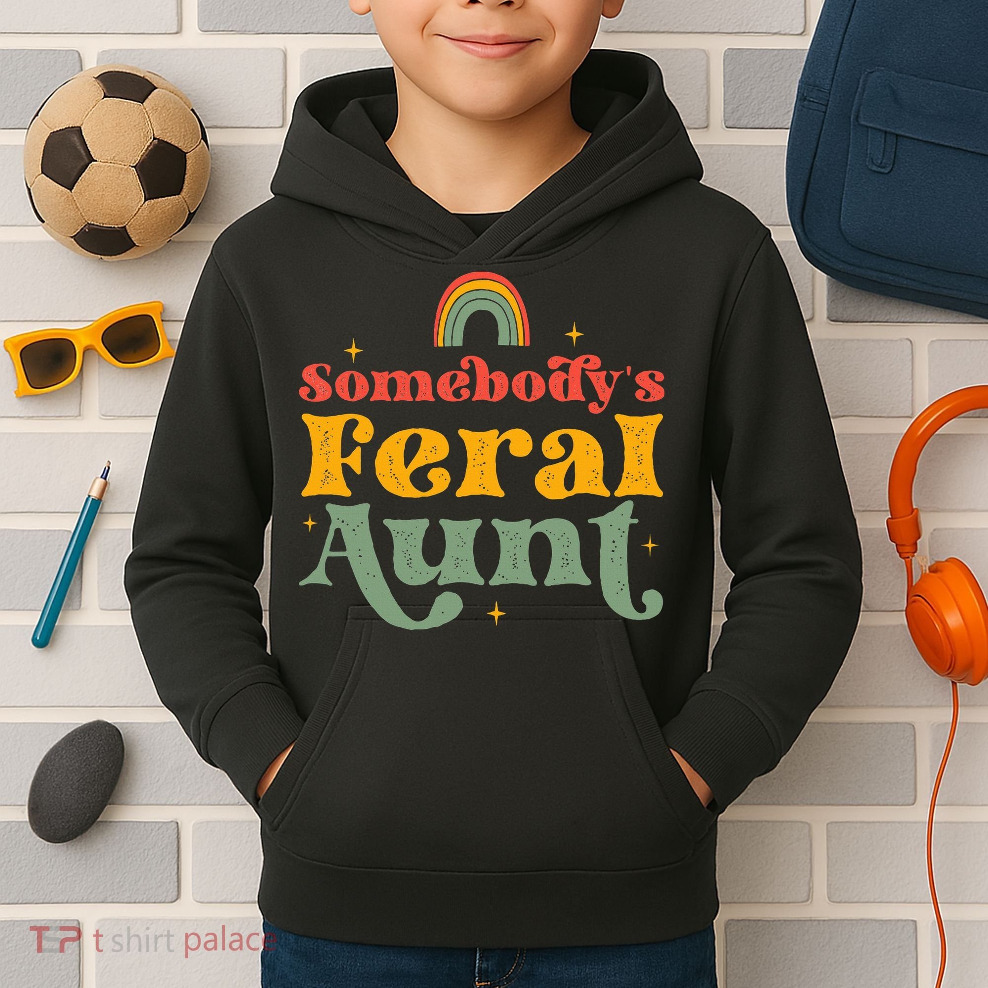 Somebody's Feral Aunt   Kids Hoodie